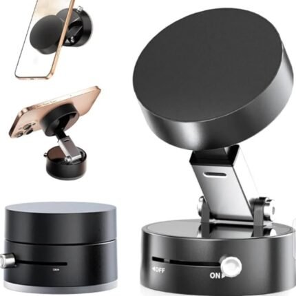 Magnetic Suction Phone Holder – 360° Rotating Foldable Vacuum Holder