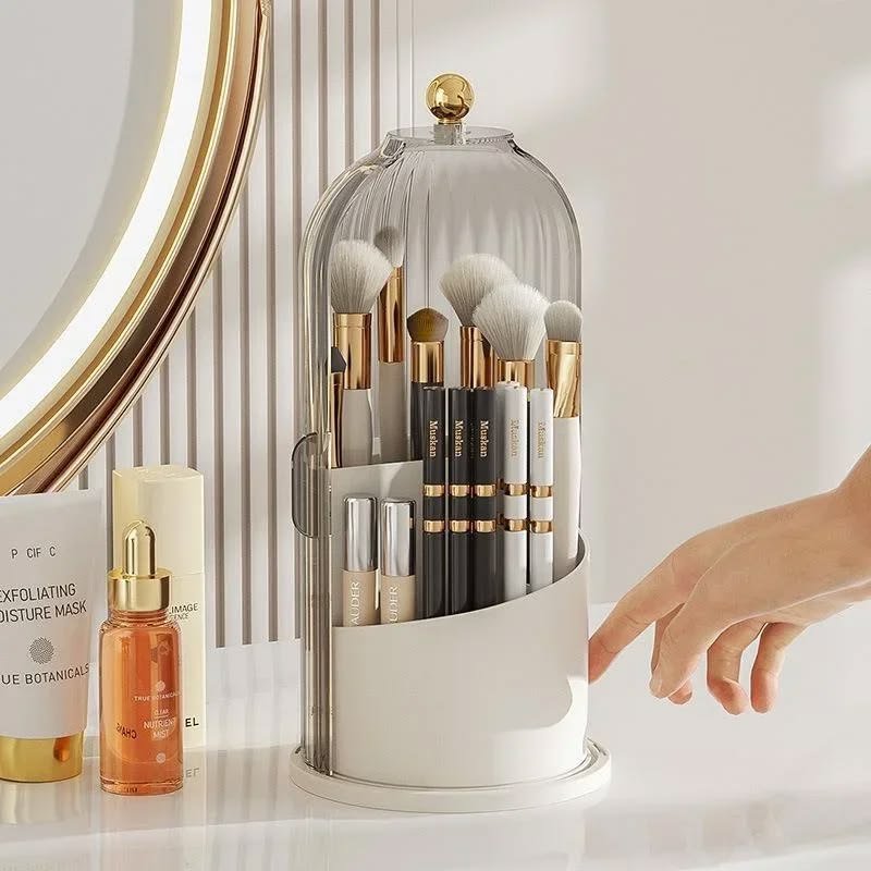 42434d05e008b8f4a6972eaf7bc25950 360° Rotating Makeup Brush Holder Organizer - Image 1