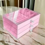 3-Layer Clear Acrylic Jewelry Organizer Box – Velvet Lined Storage Case with 3 Drawers for Rings, Earring, Bracelets & Necklaces - Image 2