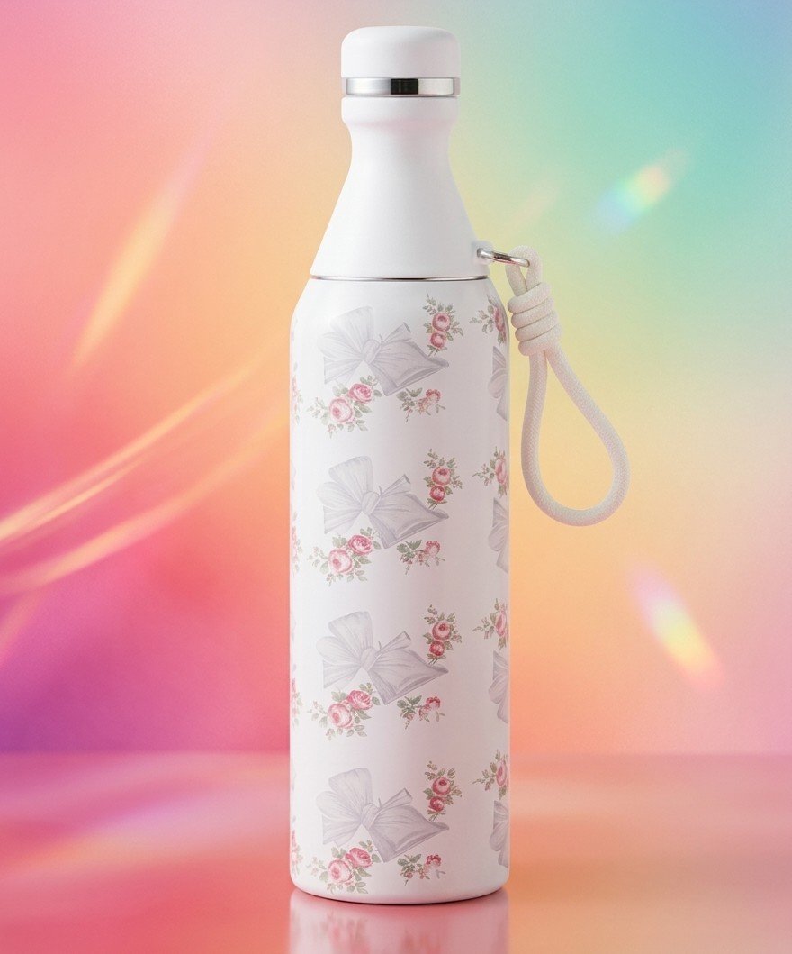 Gemini_Generated_Image_3gm2hk3gm2hk3gm2 Luxury Floral & Bow Insulated Stainless Steel Water Bottle - Image 1
