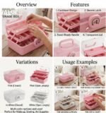 3-Layer Foldable Cantilever Storage Organizer Box with Handle - Image 2