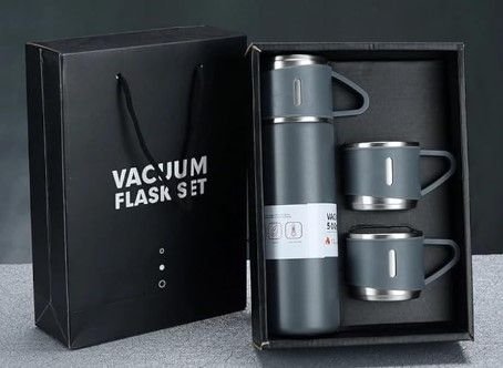 HOME- Experts in Vacuum 3 Cup Stainless Steel Vacuum Flask Set | Double-Layer Thermos - Image 1