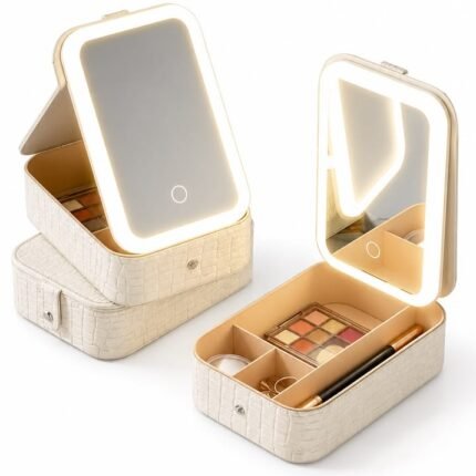 Portable Makeup Organizer Case with LED Lighted Mirror