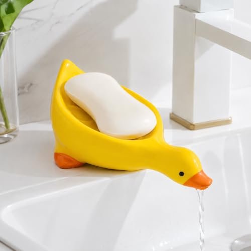Main_01 Self-Draining Yellow Duck Soap Holder - Image 1