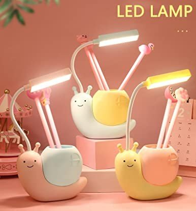 Main_03 Cute Snail LED Desk Lamp with Pen Holder - Image 1