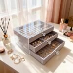 3-Layer Clear Acrylic Jewelry Organizer Box – Velvet Lined Storage Case with 3 Drawers for Rings, Earring, Bracelets & Necklaces