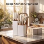 19-Piece Premium Off-White Silicone Cooking Utensils & Kitchen Knife Set - Image 6