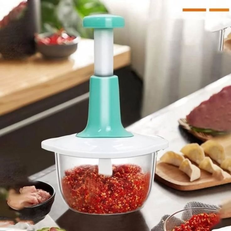 Manual Hand Push Chopper _ Multi-functional Vegetable Meat Grinder, Grater, Chopper – 1_5 Liter (random Color) Dm for order and queries #handpushchopper 2L Large Capacity Manual Push Down Vegetable & Meat Chopper - Image 1
