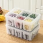 6-Compartment Fridge Storage Container with Removable Drain Baskets - Image 2