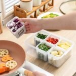 6-Compartment Fridge Storage Container with Removable Drain Baskets - Image 3