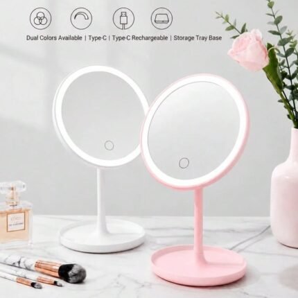Rechargeable LED Vanity Makeup Mirror with Storage Tray