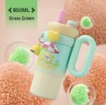 Cute Cartoon Insulated Sipper Tumbler with Handle & Straw - Image 3