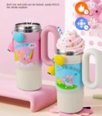 Cute Cartoon Insulated Sipper Tumbler with Handle & Straw
