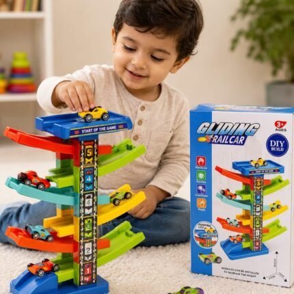 DIY Gliding Rail Car Tower Toy Set