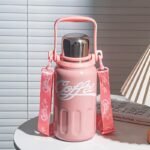 Luxury Insulated Stainless Steel "Coffee" Thermal Water Bottle with Shoulder Strap