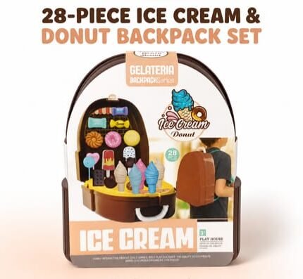22-Piece Ice Cream & Donut Backpack Play Set