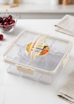 6-Compartment Clear Snack Box Organizer with Handle & Airtight Locking Lid - Image 2