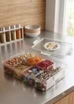 8-Compartment Clear Snack Box Organizer with Handle & Airtight Locking Lid - Image 3