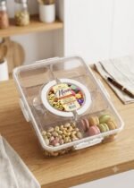 8-Compartment Clear Snack Box Organizer with Handle & Airtight Locking Lid - Image 2