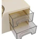 360° Rotating Makeup Brush Holder with 2 Clear Drawers - Image 6